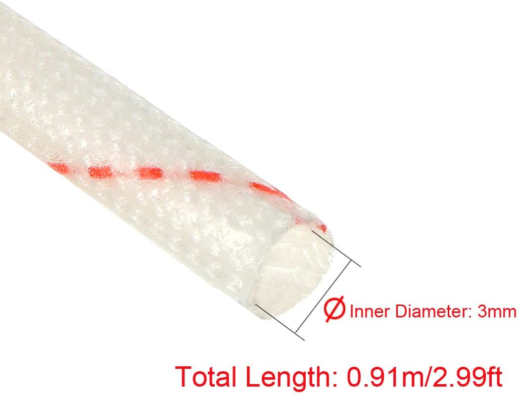 sourcing map 5pcs Fiberglass Heat Shield Sleeve 3mm(1/8-inch) ID x 2.99ft Adjustable PVC Silicone Fiberglass Sleeve Pipe - Image 3