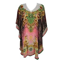Women's Caftan Kim Short Pink Beach Bikini Cover up Kaftan Swimsuit Dress