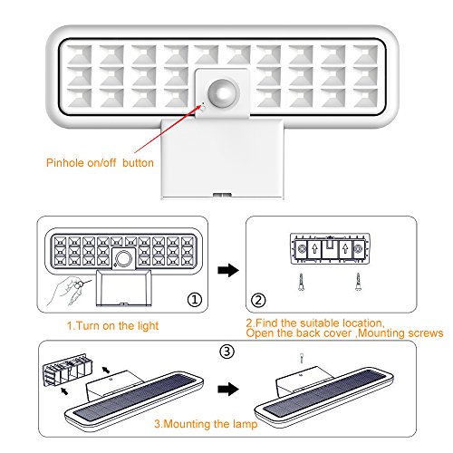Motion Sensor Garage Light Outdoor,CREATESTAR Solar Waterproof Security Lamp 26 LEDS, 360°Motion Detection, 2 Modes for Patio Yard Garden Lawn Back Door Stair Driveway Pool Fence Porch (Pack of 1)