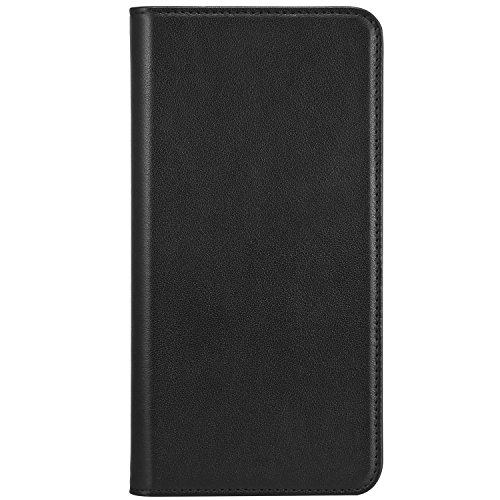 Durable Leather Wallet Book Style Case with Card Holder Cash Pocket Kickstand, Black