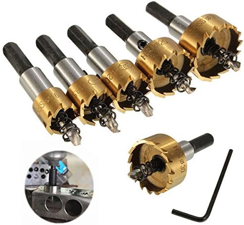 MOHOO 5pcs HSS 16-30mm Titanium Coated Hole Saw Tooth HSS Hole Saw Cutter Drill