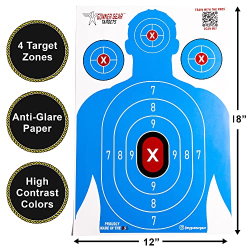 Gunner Gear 50 Pack 12 x 18 Inch Shooting Targets Paper Gun Range
