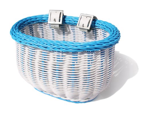 Colorbasket Kid's Front Handlebar Bike Basket - White with Blue Trim