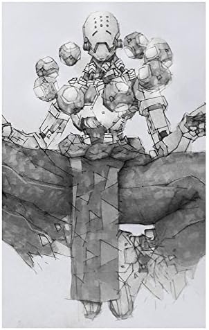 Zenyatta Giclee Print of pencil drawing of Support Class character from Overwatch video game