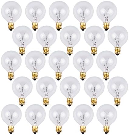 KinHom Clear Globe G40 1.5-Inch 5 Watt Light Bulb Candelabra Screw Base, 25-Pack