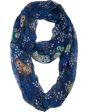 Soft Light Weight Cartoon Owl Sheer Scarf Shawl Wrap