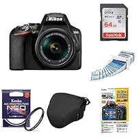 Nikon デジタル一眼レフカメラ D3500 AF-P 18-55 VR レンズキット D3500LK + アクセサリー5点セット（SDカード 64GB、液晶保護フィルム、カメラケース、レンズフィルター、レンズクリーニングティッシュ）