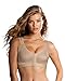 Leonisa Front Closure Posture Corrector Full Coverage Bra - Wireless Back Support Bras for Women Beige