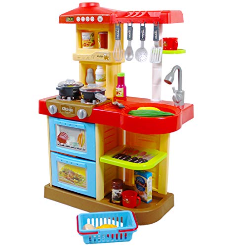 deAO Kinder-Küchenspielset “My Little Chef”(“Mein kleiner Koch”) mit 30-teiligem Zubehör in den Farben Rot oder Pink… – Bild 5