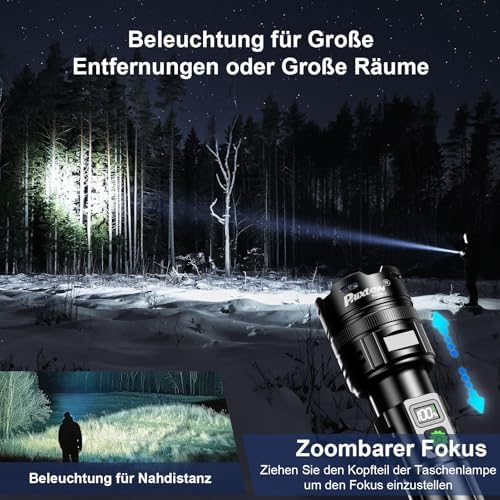 Torcia LED ricaricabile, estremamente luminosa, 1000000, 1 modalità di luce
