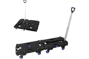 LEADALLWAY 2 Pcs Set Platform Truck Folding Multiple Carts Assembly Feasible Dolly Cart(24.4" L x 17.7" W with Handle + 24.2" L x 18.1" W)