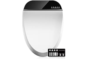 Combier CMA102DS-B Electric Bidet Smart Toilet Seat,Endless Warm Water, Rear and Front Wash, LED Light, Quiet Operation, Wireless Remote, Black(Round)