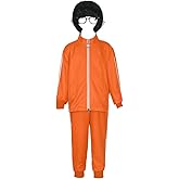 Qosivfey Kid sports suit 2-piece hoodie sportswear suit fashion sportswear suit with wig glasses