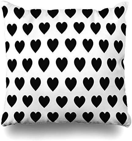 InnoDIY Throw Pillow Covers Wild Bramble Black Hearts On White Pillowslip Square Size 18 x 18 Inches Cushion Cases Pillowcases