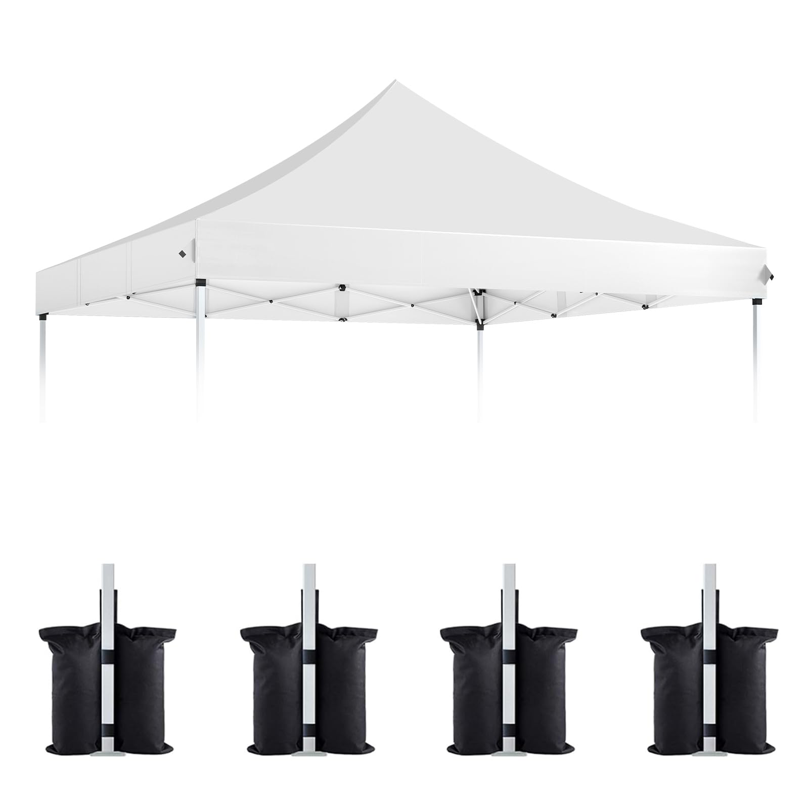 Photo 1 of 10x10 Pop Up Canopy Replacement Top Cover, Commercial Peak Pole Canopy Tent Replacement, 600D Heavy Duty Waterproof Canopy Cover Only, Bonus 4 Pack Weight Bag
