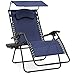 Best Choice Products Oversized Steel Mesh Zero Gravity Reclining Lounge Patio Chair w/Folding Canopy Shade and Cup Holder, Navy