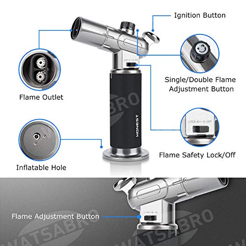 WATSABRO Kitchen Blow Torch,Culinary Butane Torch Lighters Refillable