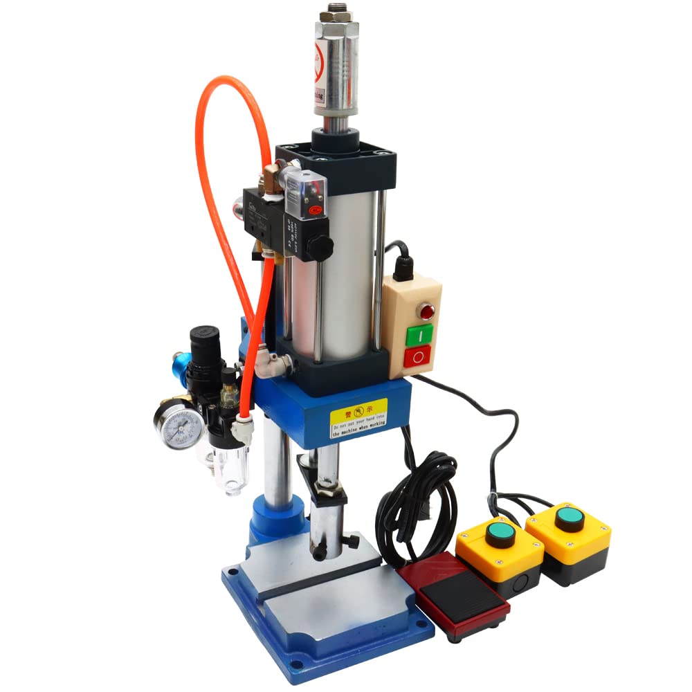 Photo 1 of PreAsion 110V Pneumatic Punch Press Machine 440Lb/200KG Desktop Pneumatic Punching Press Machine with with 2 Buttons Controlle