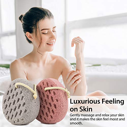 BAIMEI Bath Sponge, Soft Shower Sponge, Loofahs Pouf Gentle Cleaning Body Luffa Sponge (2pcs) - Thumbnail 4