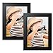 Ideolco 2 Pack Picture Frame 5x7 Black Photo Frame Picture - Made of Solid Wood and Acrylic HD plexiglass to Display Pictures 4x6 with Mat or 5x7 Without Mat for Set Wall and Desktop Display