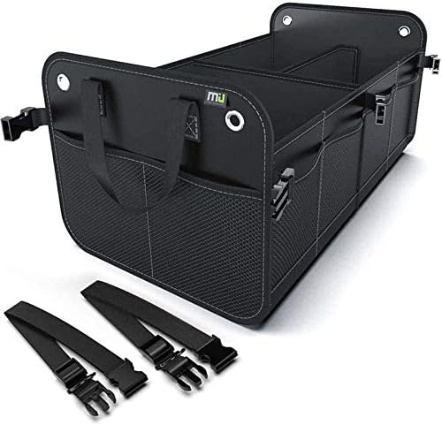 MIU COLOR Car Trunk Organizer for SUV, Collapsible Trunk Storage Organizer, Securing Straps, Non Slip Bottom(Black)