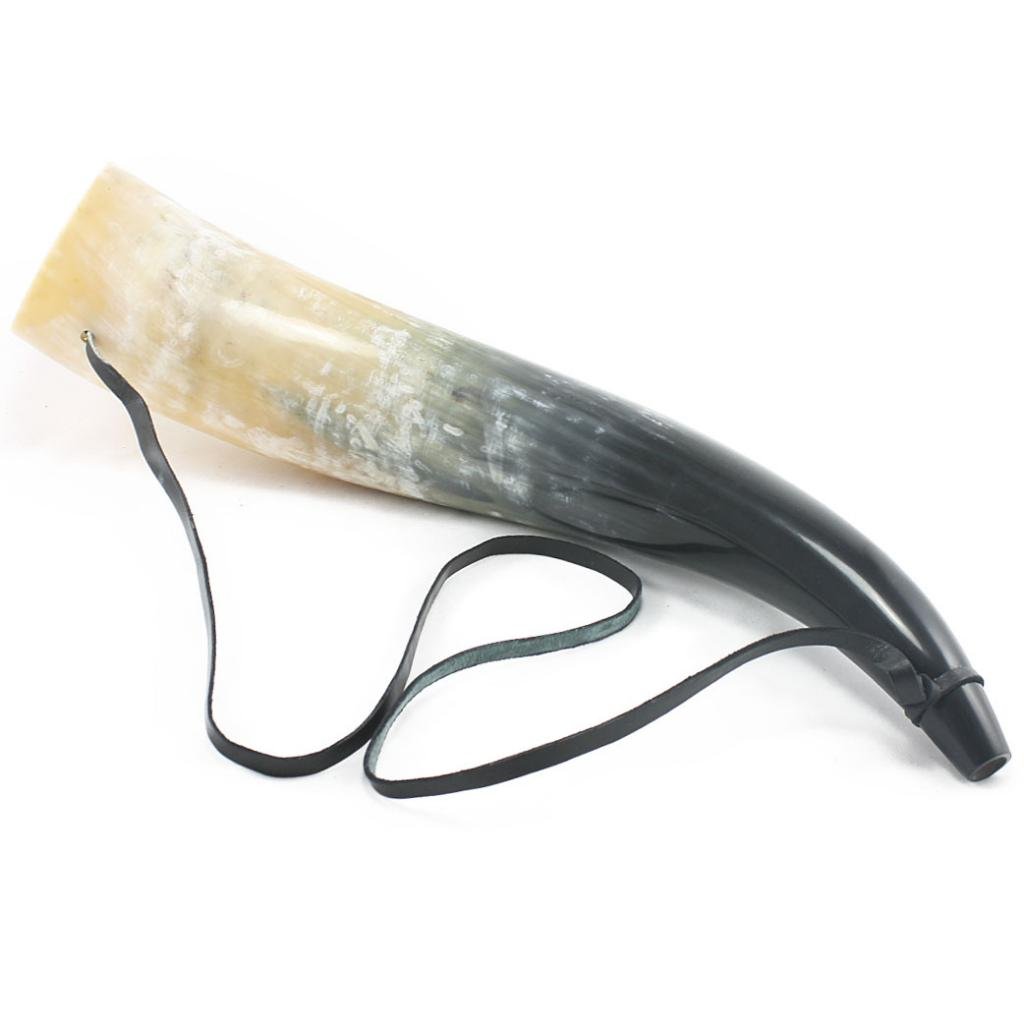 HORNCRAFT Ox Horn Bugle | Viking War Blowing Horn | Battle Sounding Trumpet | 17 inches | Large Dark | Trumpet style Hunting | Perfect for Re-Enactment