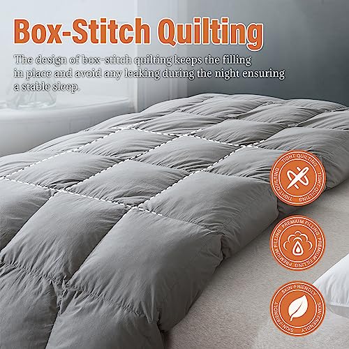 Cosybay Goose Feather Down Comforter All Season Grey Twin Size Down Duvet Insert Luxurious