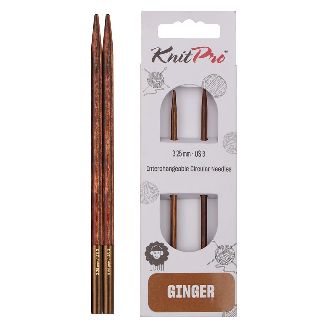 KnitPro Ginger Interchangeable Circular Needles 5" (13cm) | 3.25mm
