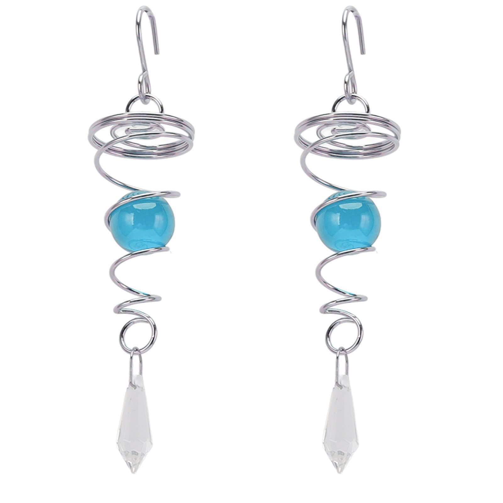 TOPINCN 2 Pieces Gazing Ball Spiral Tail Spiral Tail Decorative Wind Spinner Stabilizer Stainless Steel Spiral Wind Chimes for Indoor Outdoor Decoration(Lake Blue)