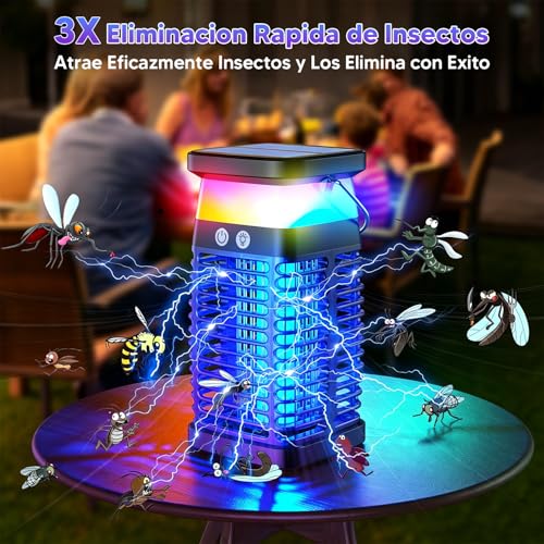 Mata Mosquitos Electrico 20W, 4 en 1 Lámpara Mata Mosquitos con Luz, IPX6 Resistente al Agua Mosquito Killer, 4200V Mata Moscas Electrico para Interior Exteriores Hogar Jardín y Patio Trasero