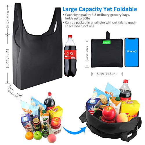 GOGOODA Reusable Grocery Bags 6 Pack,Heavy Duty Shopping Bags Large