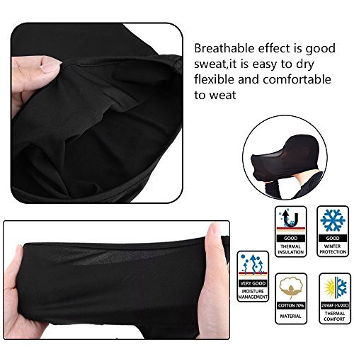 Ultra-Thin Headband Ski Bike Bicycle Face Mask Outdoor Sports Helmet Balaclava Full Face Mask for Sun UV Protection (Black)