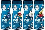 Gerber Graduates Puffs Cereal Snack, Variety Pack Of 4 Each 1.48 Oz.(Blueberry, Apple Cinnamon, Vanilla, Strawberry Apple)