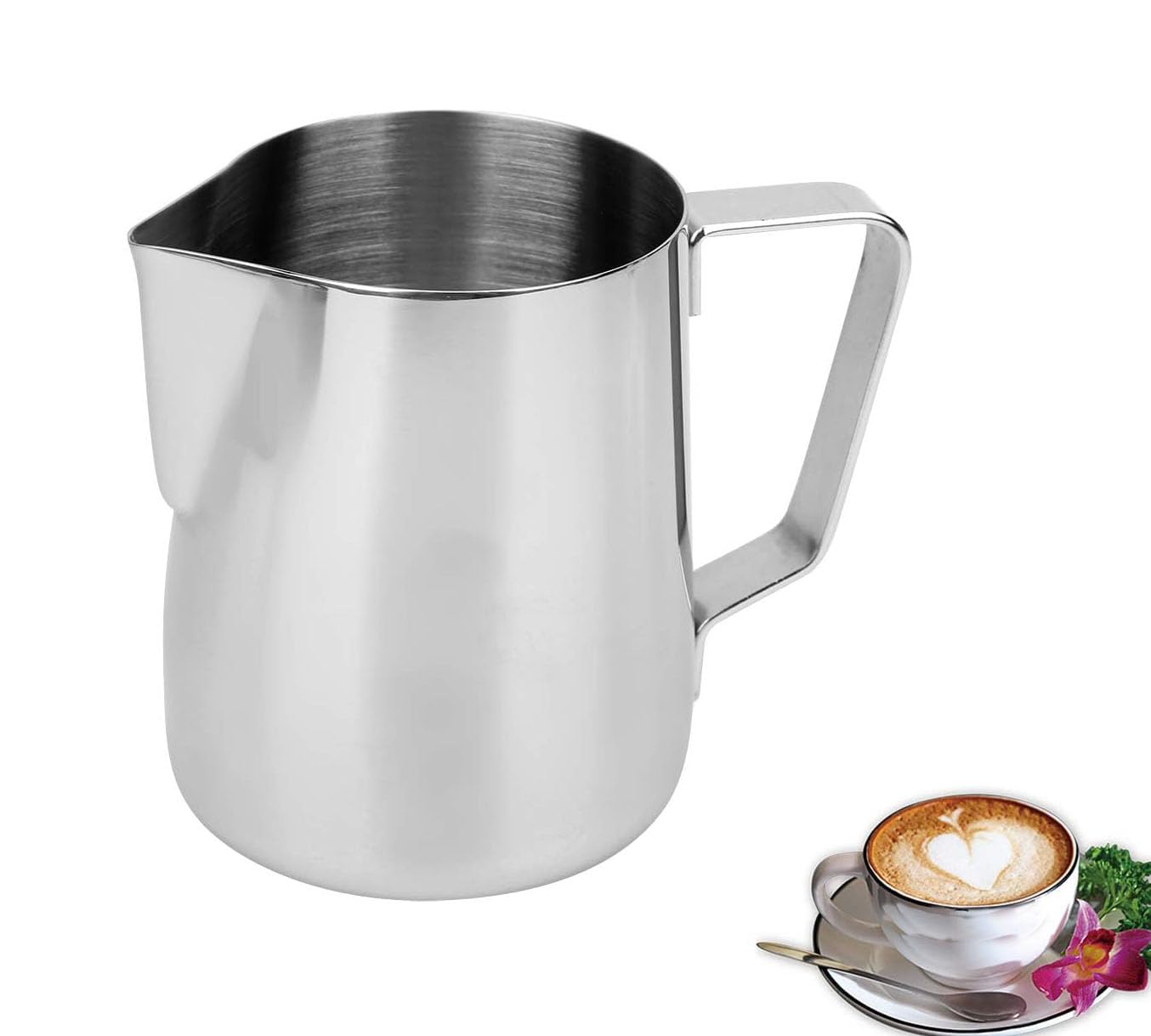 LATRAT Coffee Barista Milk Jug Stainless Steel, Perfect for Making Milk Frothing Universal Jug, Milk Frothing for Cappuccino and Latte, Uncovered, 350 ml