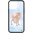 Wildflower Cases - Compatible with Apple iPhone 13 Pro Max | Protective Black Bumper, 4ft Drop Test Certified, Women Owned Small Business | Fawn Angel - Blue Pink Fawn Coquette Lace Trendy