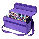 Handy 80 Slot Carrying Lipstick Organizer Marker Case Holder for Primascolor Marker and Copic Marker--Fits for Markers Pen from 15mm to 22mm Diameter Purple