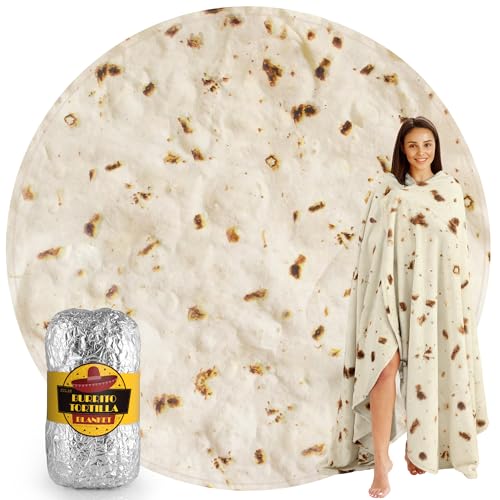 Zulay Extra Large Burritos Tortilla Throw Blanket – Wrap Yourself Like a Giant Taco! Double-Sided, Funny & Ultra Cozy Novelty Blanket, Super Soft 285 GSM Flannel, 60 Inches