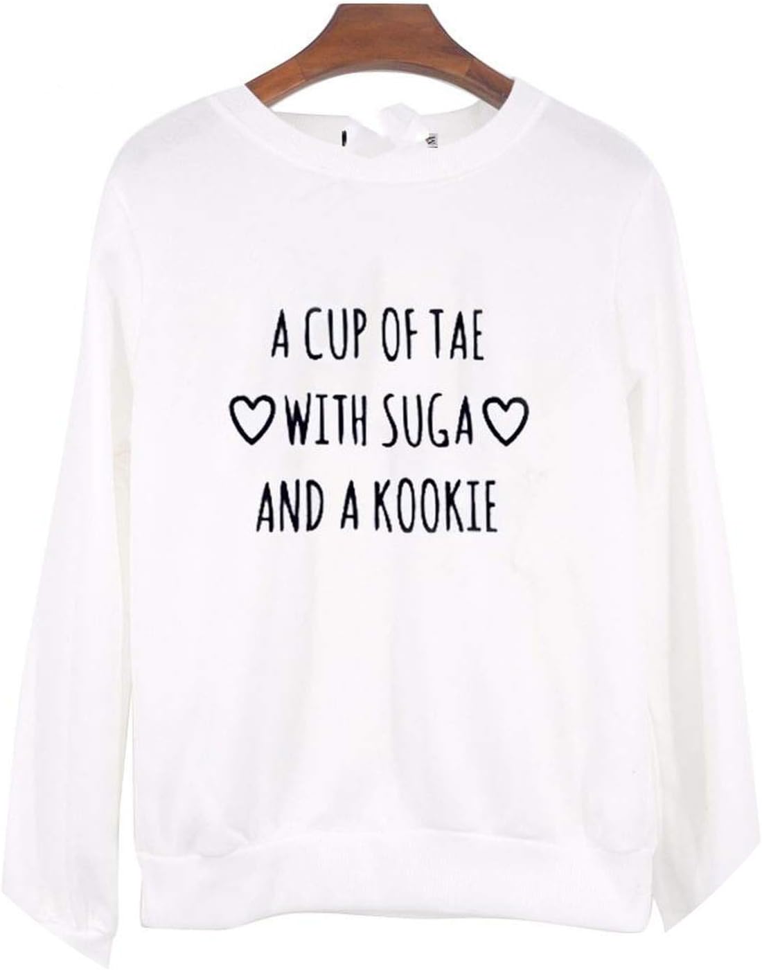 Joyhul Sweatshirts Long Sleeve A Cup of Tae with Suga Printed Pullovers Women's Fleece Sweatshirt XXL