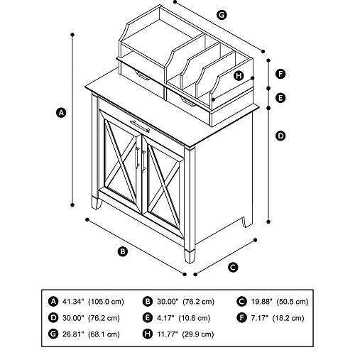 Bush Furniture Key West Secretary Desk With 5 Shelf Bookcase, Washed