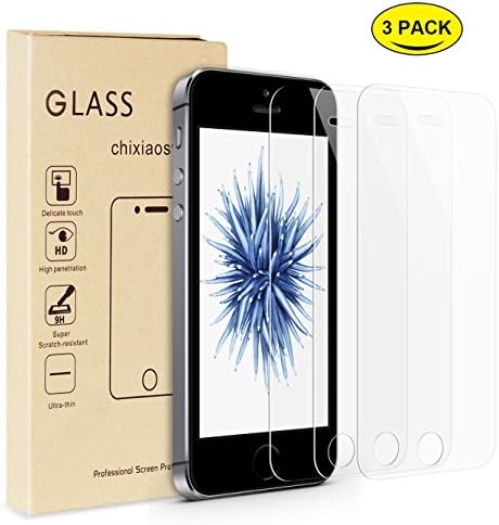 iPhone SE Screen Protector ,Chixiaosword 3-Pack Premiun Grade Tempered Glass Screen Protector for iPhone SE / 5S / 5C / 5, Anti-Fingerprint, Anti-scratch,Bubble-Free