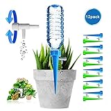 [New Upgrade]Plant Waterer Self Watering Spikes System with Slow Release Control valve switch, Automatic Vacation Drip Irrigation Watering Devices,Care Your Indoor & Outdoor Home Office Plants-12 Pack