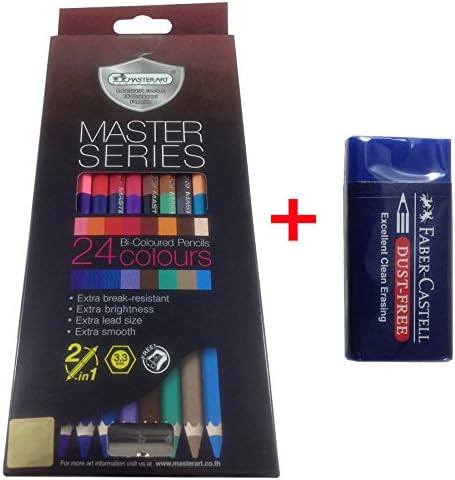 Bi-Coloured Pencils 24 colors, 12pcs Master Art with Free Sharpener + 1pcs Eraser Faber-Castell, Sketching Drawing Art Set