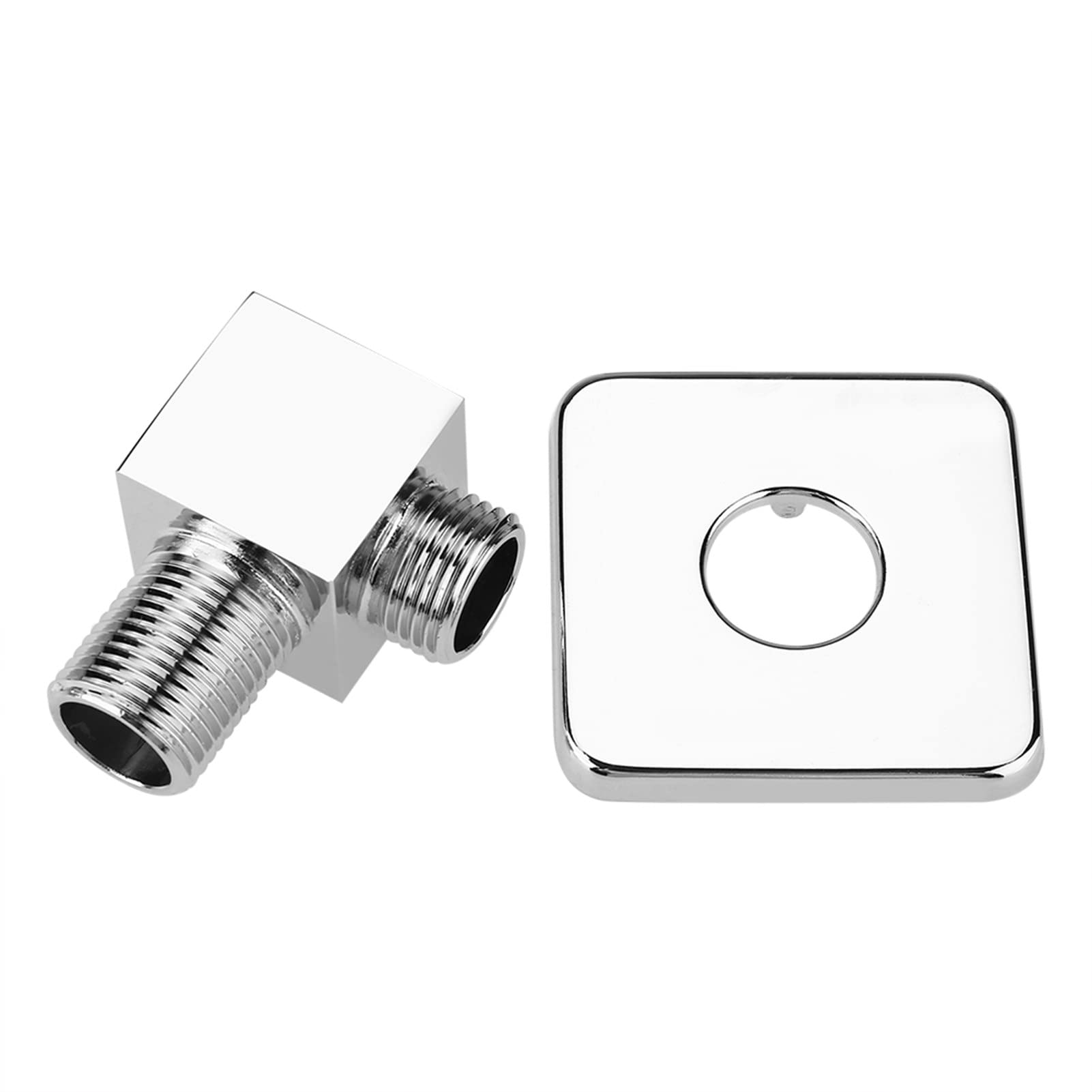 Wall Mounted Shower Head Connector, Chrome Plated Brass Square Angle Valve G1/2 Thread, 6x6cm Bathroom Wall Outlet Elbow for Hand Held Shower System with Adjustable Shower Arm Adapter