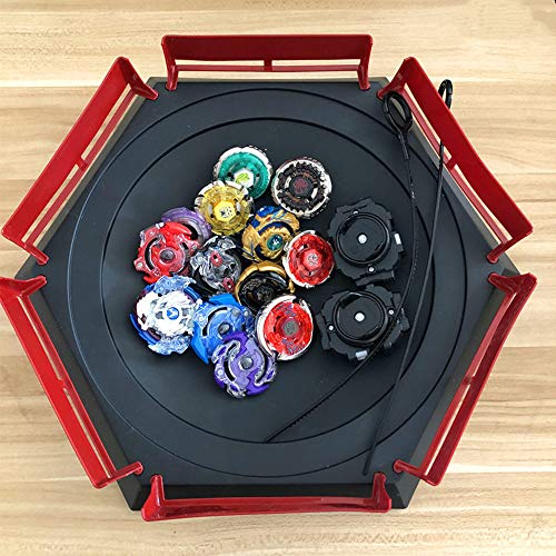 Top Battle Toy, Battle Tops Arena 38.5 x 34cm Burst Gyro Arena Disk Exciting Duel Spinning Top Launcher Stadium Toy Accessories for Boys Children Christmas Birthday Gifts Red
