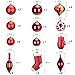 Sea Team 50-Pack Assorted Shatterproof Christmas Balls Ornaments Set Decorative Baubles Pendants with Reusable Gift Package for Xmas Tree (Red)