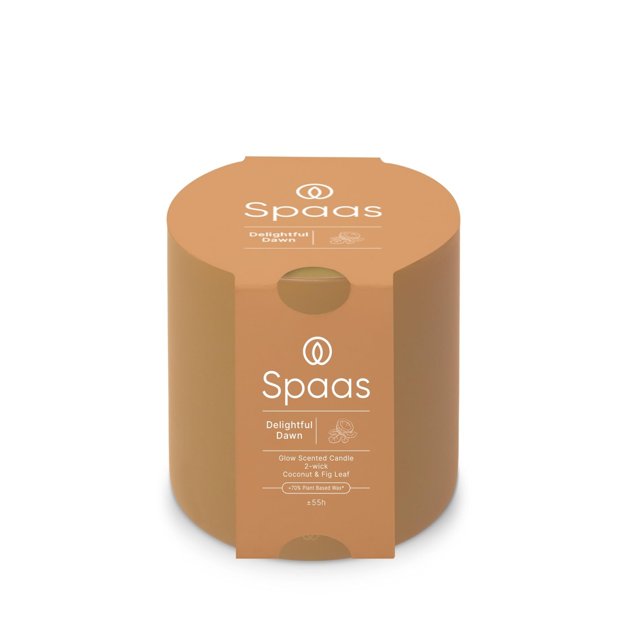 Spaas Glow Scented Candle 2-Wick 55h, Delightful Dawn, Terracotta Orange — image 1