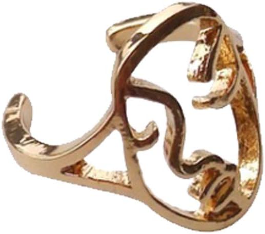 Chichengnian Creative Abstract Human Face Mask Ring Women Adjustable Open Rings Gold