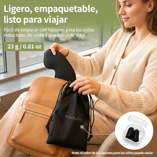 WakeSpring 3D Antifaz para Dormir, Copas Profundas Sin Presión en los Ojos, Correa Ajustable, Tela Suave y Transpirable, con Bolsa de Viaje y Tapones para Oídos, Set de Viaje