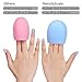MelodySusie 2 Pack Makeup Brush Cleaner Silicone Makeup Brush Egg Glove Scrubber Board Cosmetic Clean Tools 3 Fingers Brush Cleaner - Blue+Pink(2 Pack)
