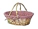 Vintiquewise(TM) Oval Willow Basket with Red White Plaid Lining and Handles